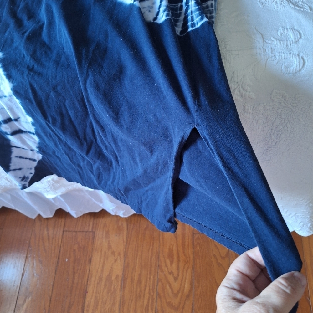 Time and Tru Navy Blue and White Tie Dye Swirl Midi Dress - Picture 6 of 13